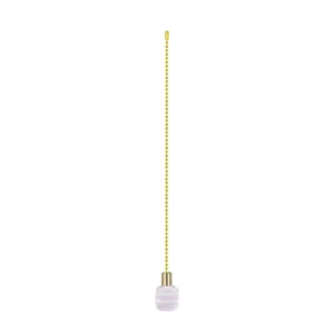 # 20509-21, 12" Clear with White Grain Line Glass Knob with Pull Chain in Copper