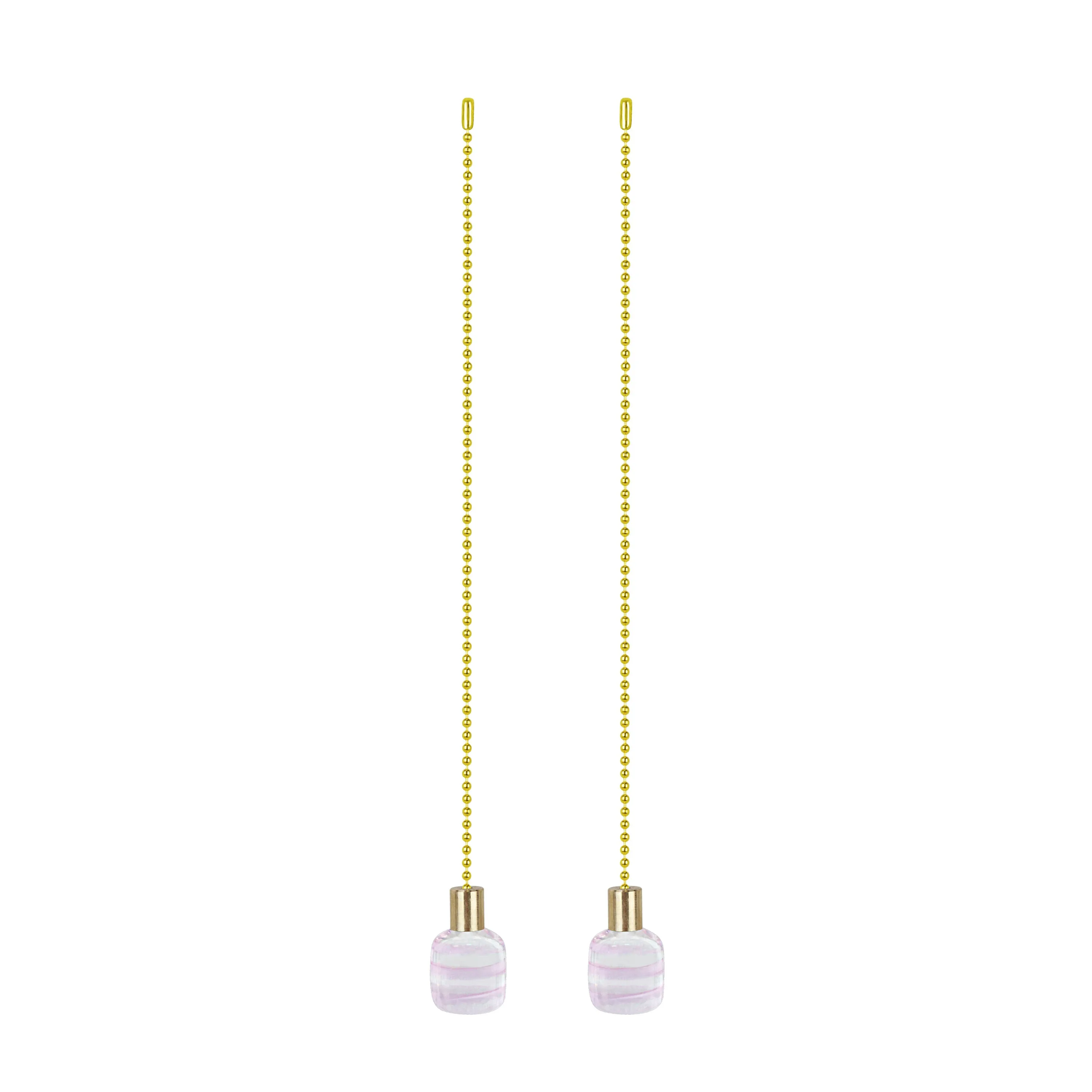 # 20509-22, 12" Clear with White Grain Line Glass Knob with Pull Chain in Copper, 2 Pack