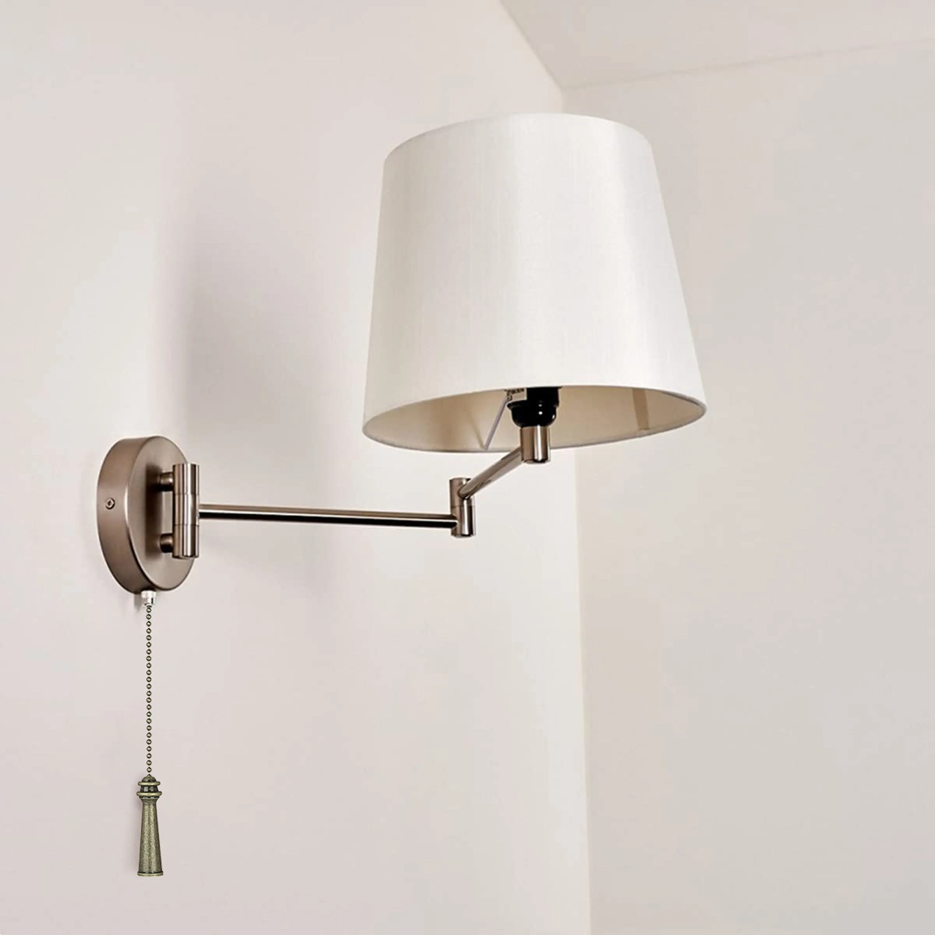 # 20509-22, 12" Clear with White Grain Line Glass Knob with Pull Chain in Copper, 2 Pack