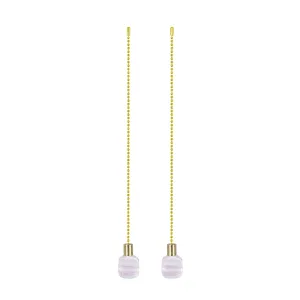 # 20509-22, 12" Clear with White Grain Line Glass Knob with Pull Chain in Copper, 2 Pack