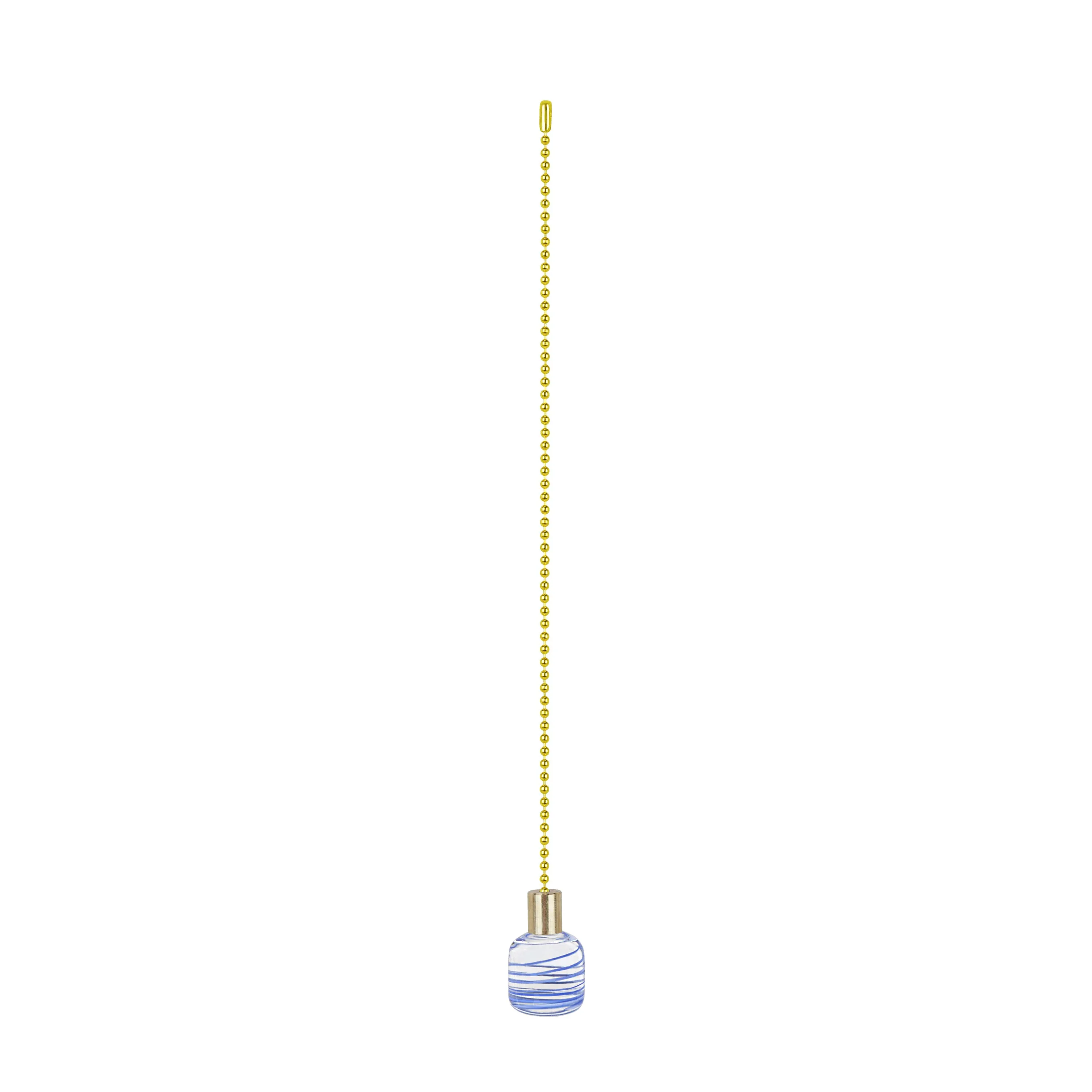 # 20509-31, 12" Clear with Blue Grain Glass Knob with Pull Chain in Copper