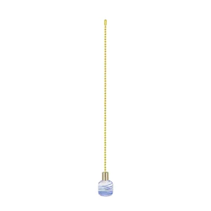 # 20509-31, 12" Clear with Blue Grain Glass Knob with Pull Chain in Copper
