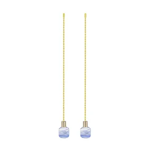 # 20509-32, 12" Clear with Blue Grain Glass Knob with Pull Chain in Copper, 2 Pack
