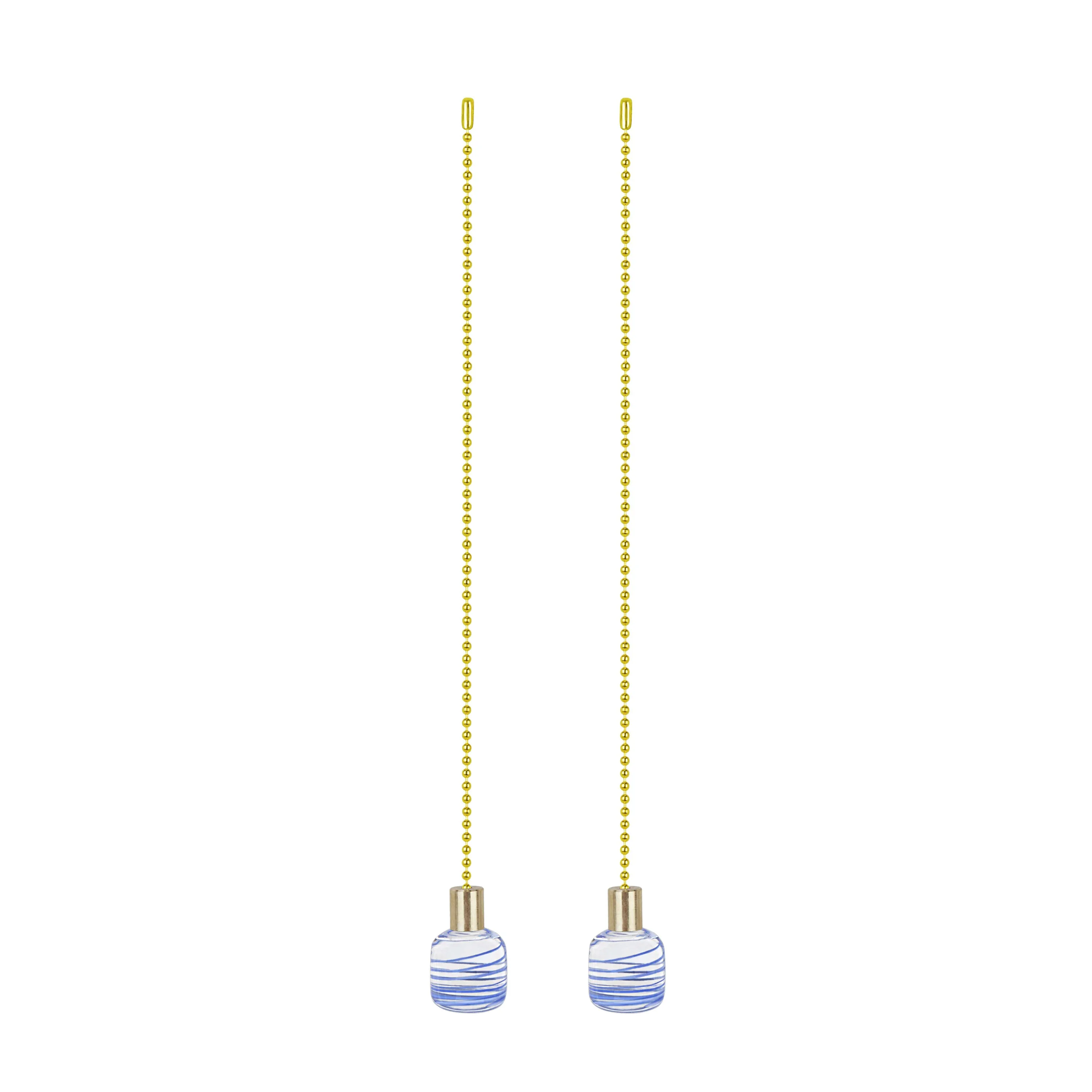 # 20509-32, 12" Clear with Blue Grain Glass Knob with Pull Chain in Copper, 2 Pack