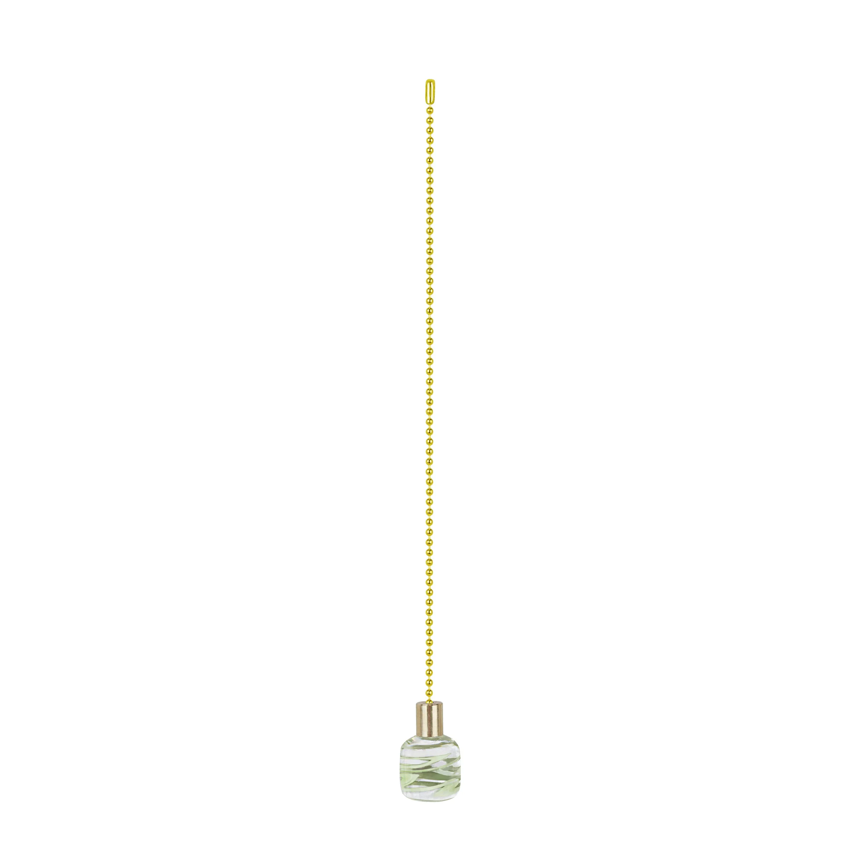 # 20509-41, 12" Clear with Green Grain Glass Knob with Pull Chain in Copper