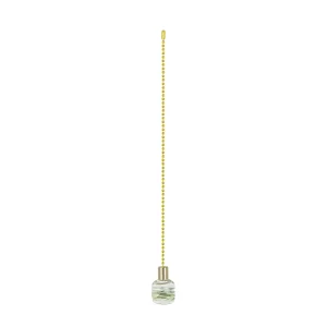 # 20509-41, 12" Clear with Green Grain Glass Knob with Pull Chain in Copper