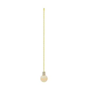 # 20510-11, 12" Milky with Tangerine Grain Glass Knob with Pull Chain in Copper