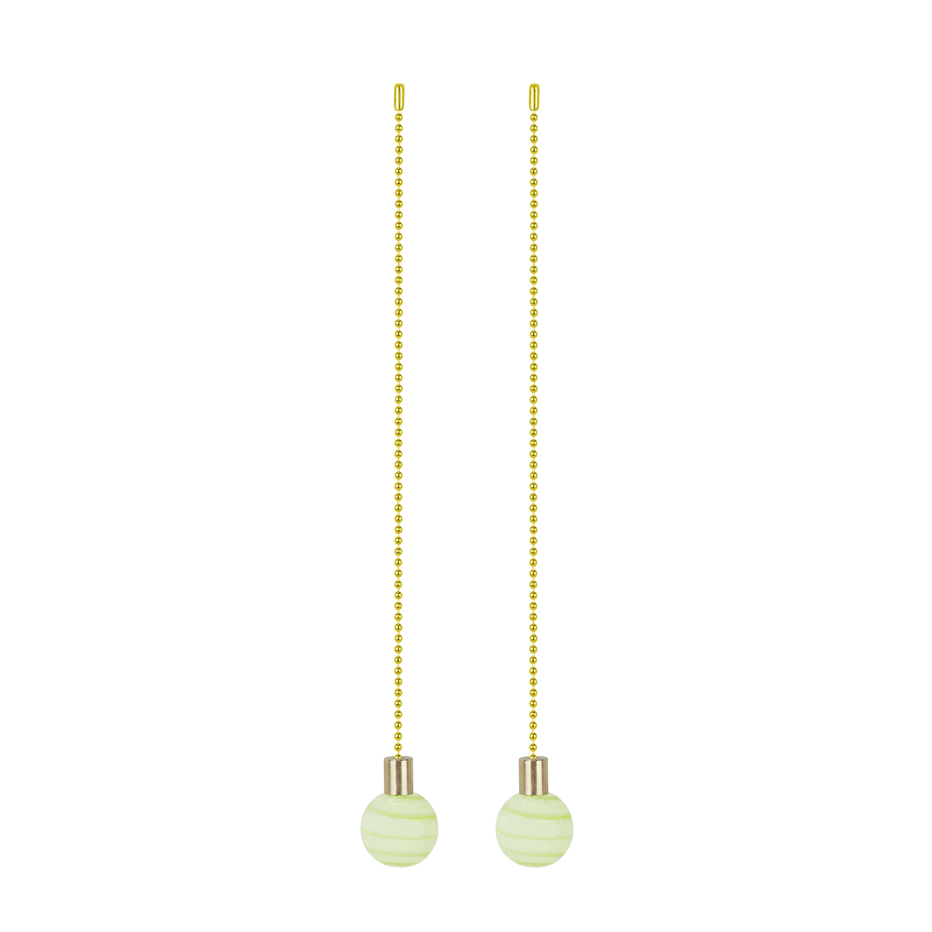 # 20510-22, 12" Light Green with Green Grain Glass Knob with Pull Chain in Copper, 2 Pack
