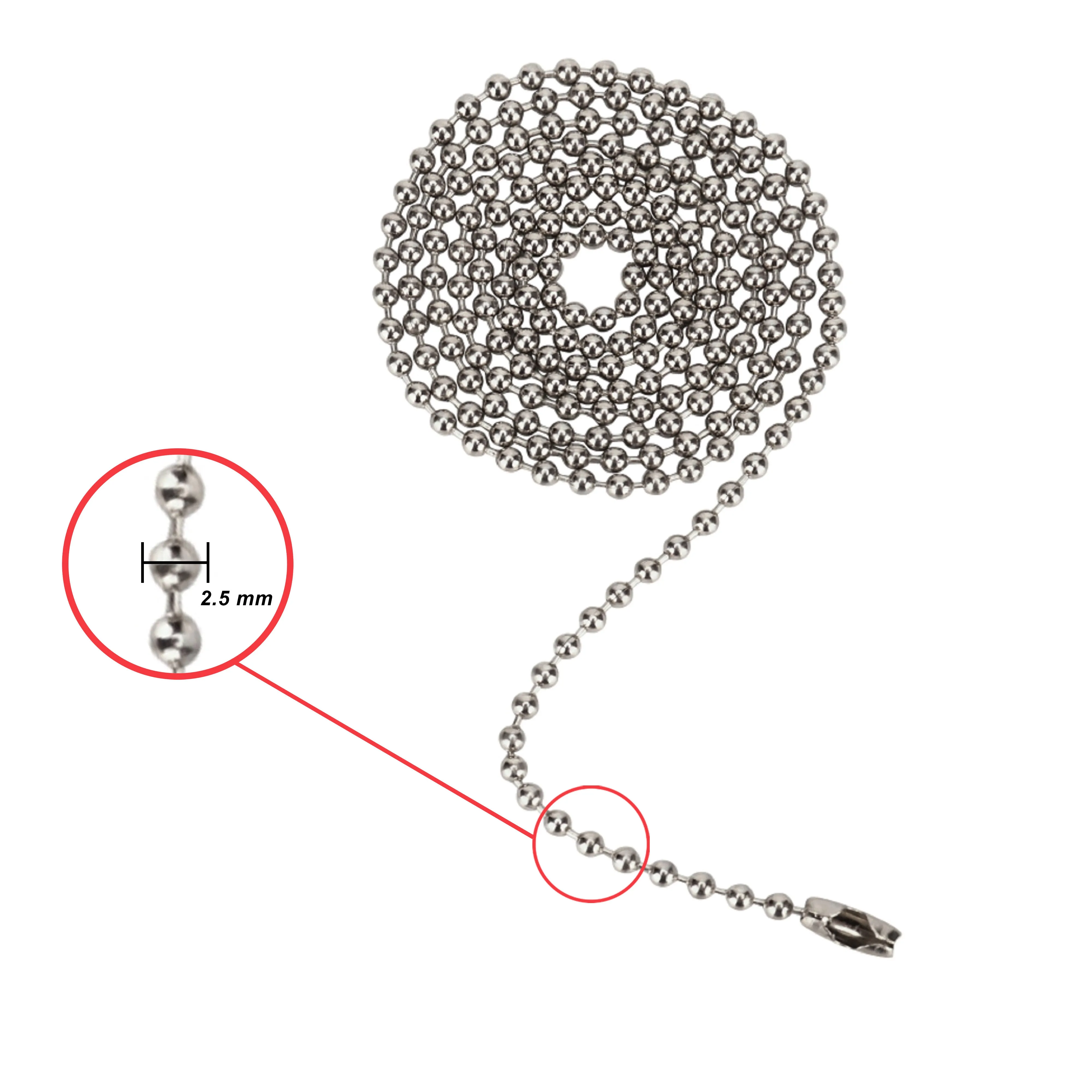 # 21304 3 Feet Beaded Pull Chain with Connector in Brushed Pewter