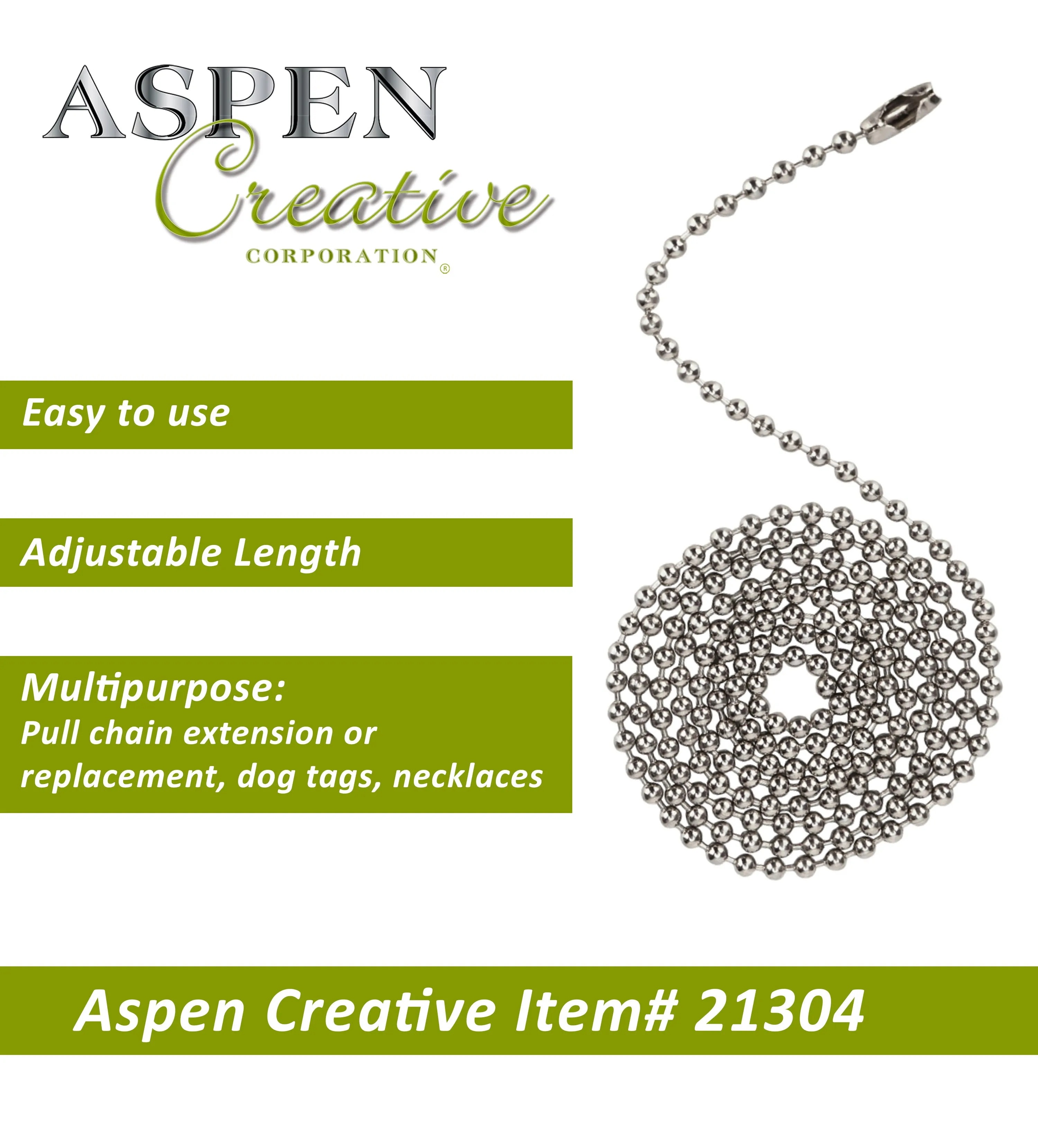 # 21304 3 Feet Beaded Pull Chain with Connector in Brushed Pewter