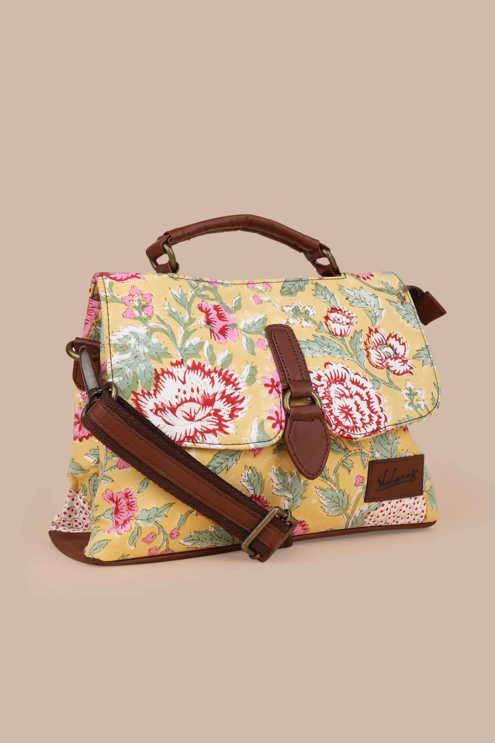 Amalfi Meadows Hand Block Printed Yellow Chique Bag