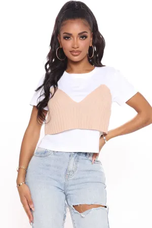 Beach Front Crochet Tee - White/combo