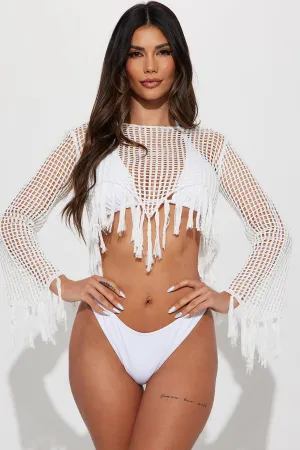 Beach Party Crochet Coverup Top - White