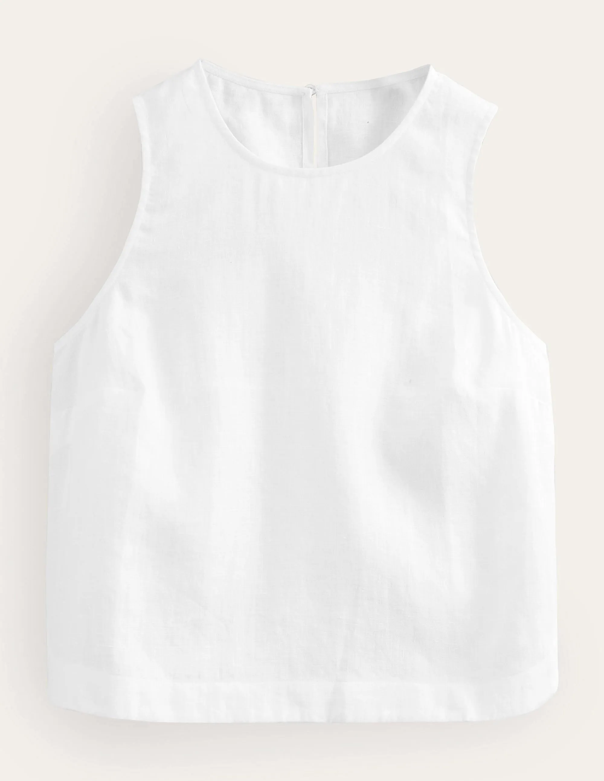 Boxy Linen Shell Top-White