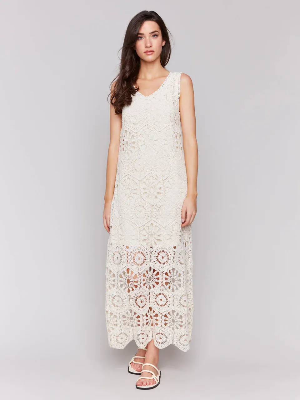 Crochet Sleeveless Maxi Dress C3203
