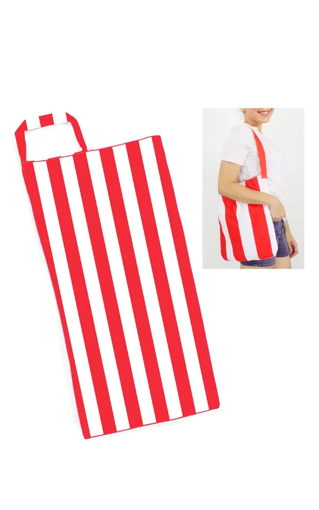 ETW10177 2 in 1 Striped Pattern Beach Towel & Beach Bag