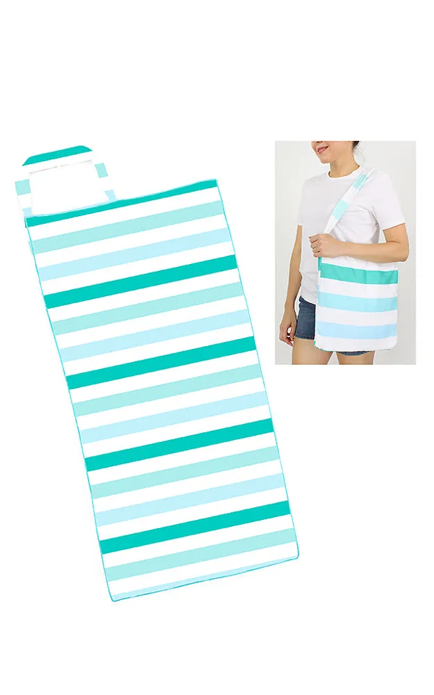 ETW10178 2 in 1 Striped Pattern Beach Towel & Beach Bag