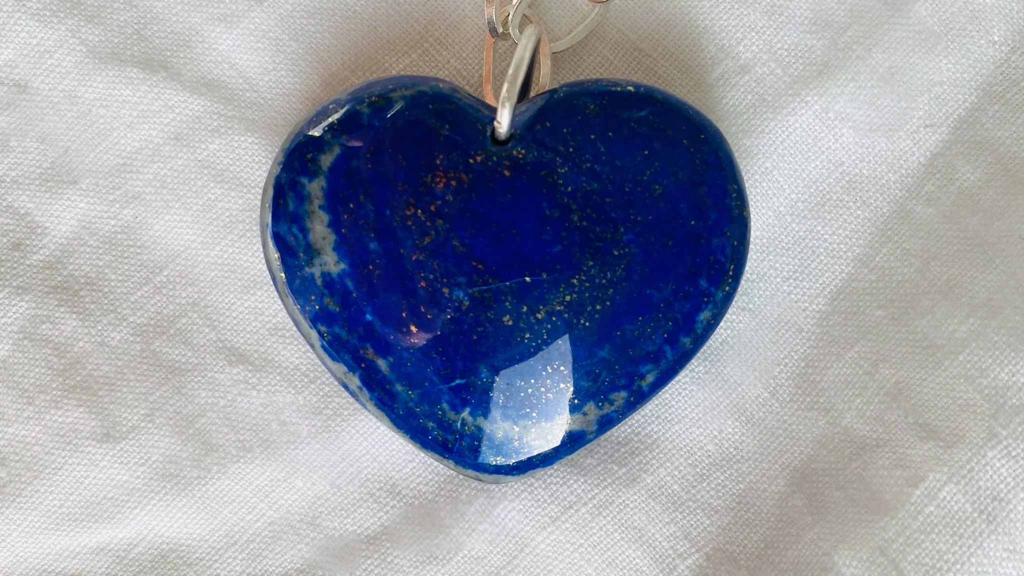Heart Pendant. Lapis and Silver Chain Necklace. 0750