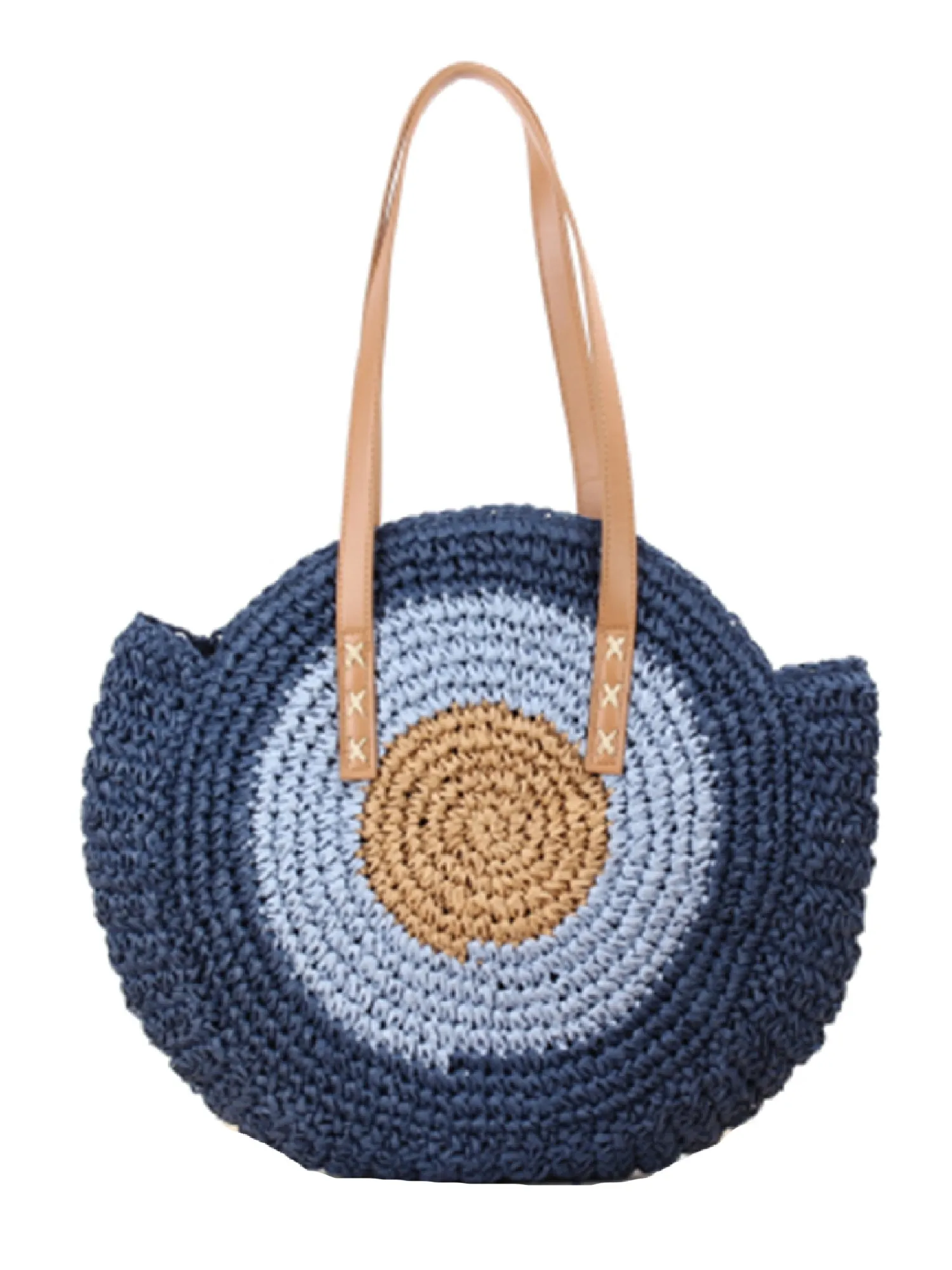 'Jessica' Rattan Round Oversized Beach Tote Bag (5 Styles)