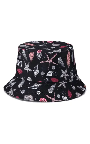 JH894 Reversible Sea Shell Print Cotton Bucket Hat