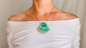 Large Amazonite Pendant Silver Chain. Sterling Silver. 0295