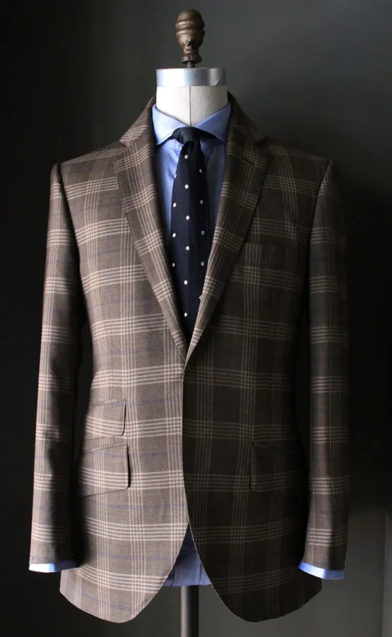Light Brown Plaid with Blue Overcheck Sportcoat