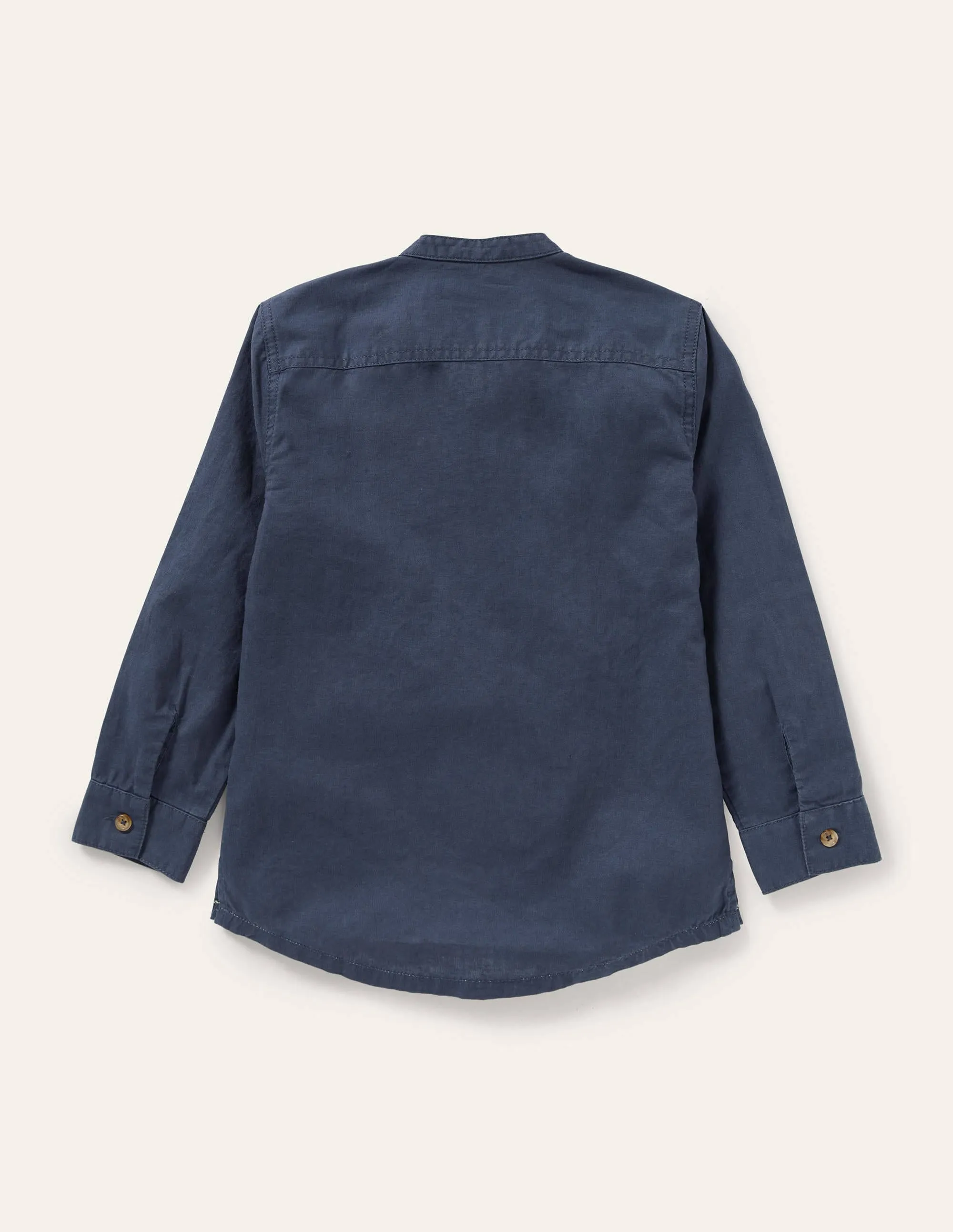 Linen Cotton Grandad Shirt-Indigo