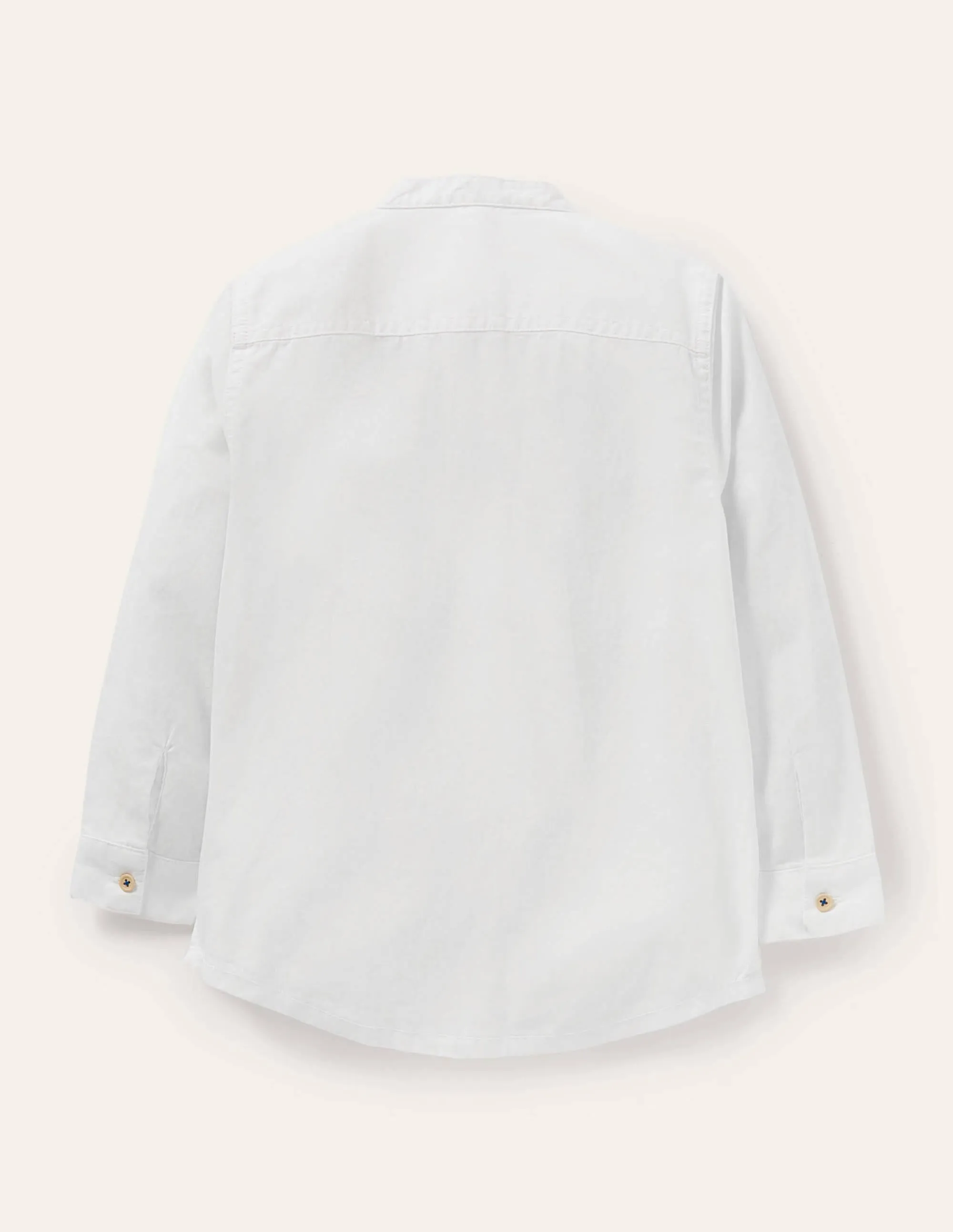 Linen Cotton Grandad Shirt-White
