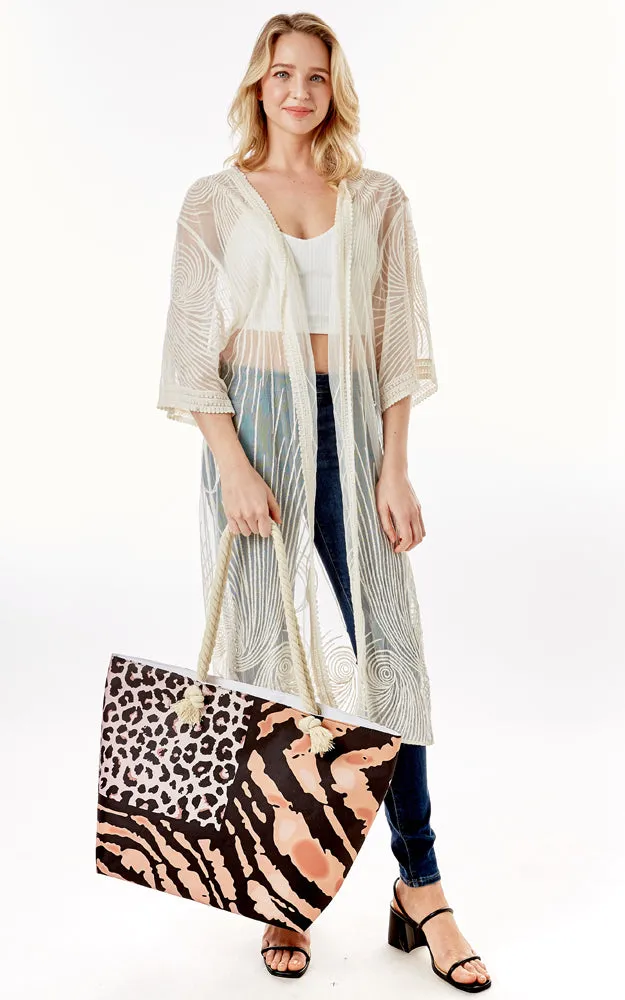 LOA343 Leopard & Zebra Printed Beach Bag
