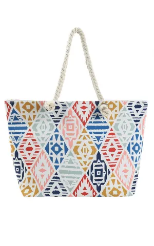 MB0229 AZTEC PRINT BEACH TOTE BAG