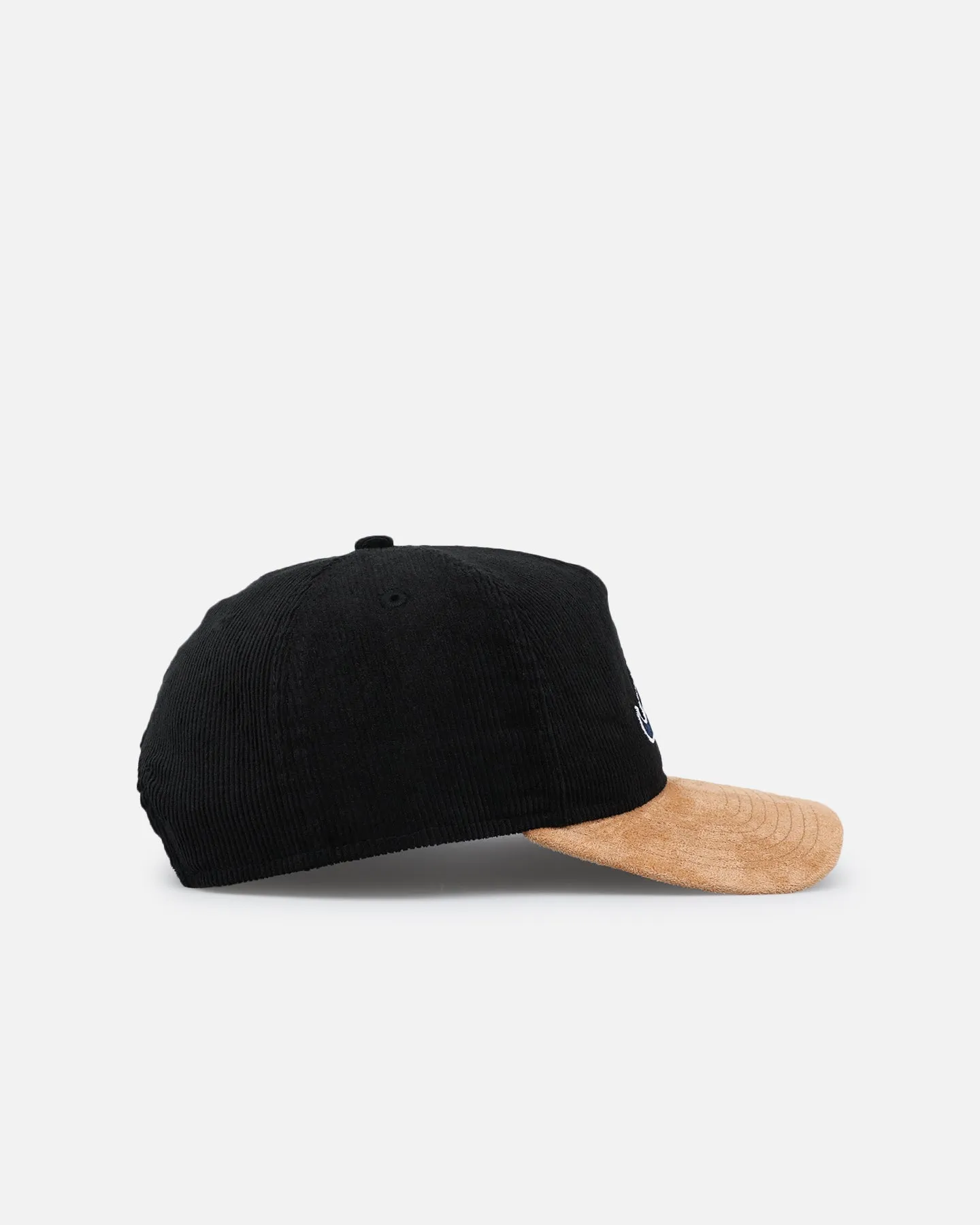 New Era Atlanta Braves 'Corduroy Suede' Pre-Curved Golfer Snapback Washed Black