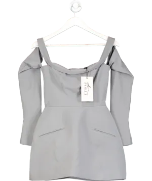 Oh Polly Grey Seraphina  Off-shoulder Structured A-line Mini Dress UK 8