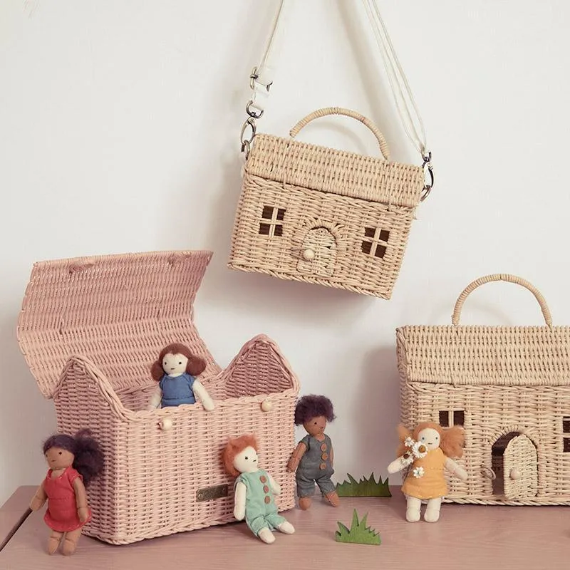olli ella rattan casa clutch, rose