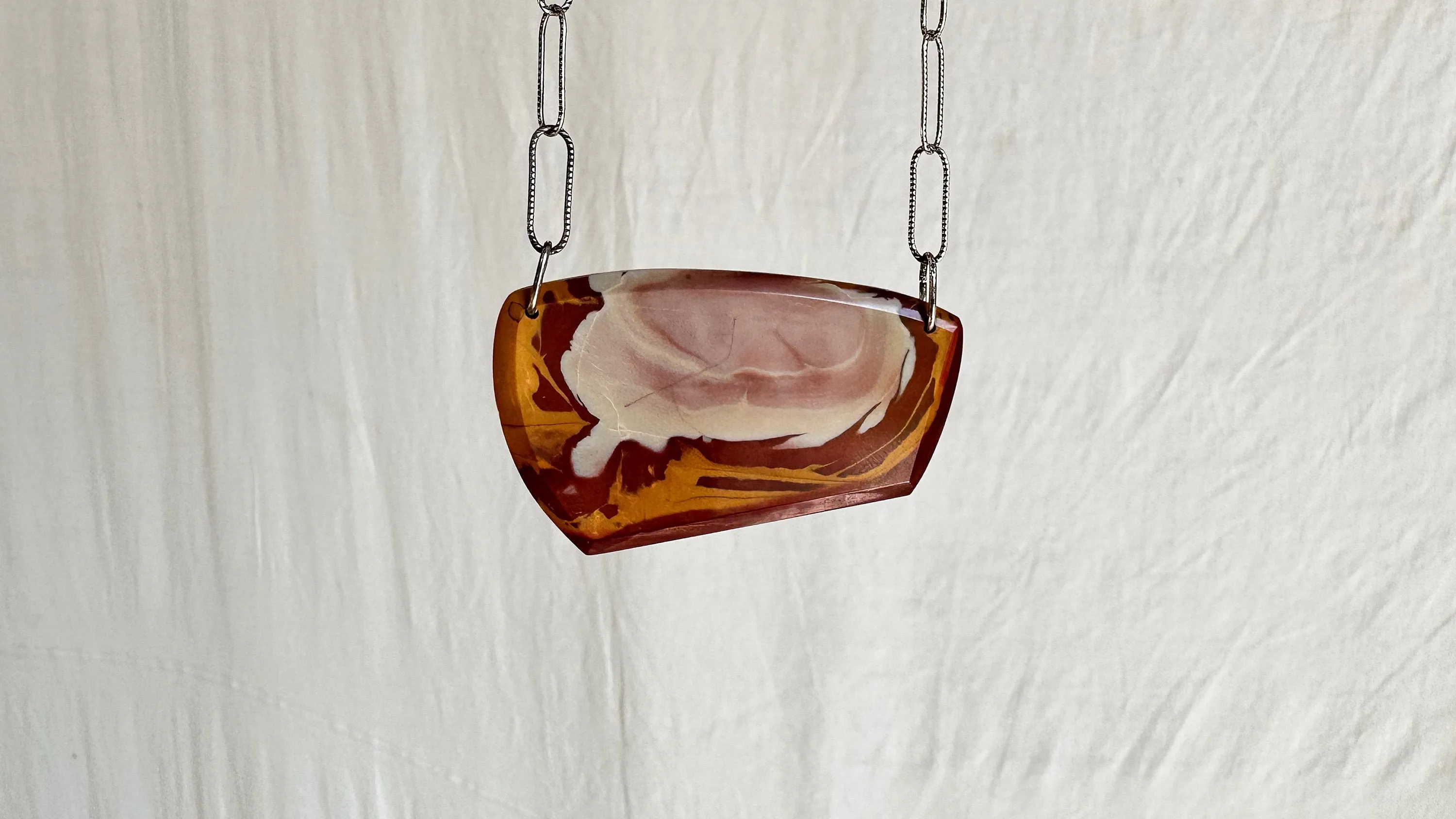 Picasso Jasper Pendant on a Silver Chain. Sterling Silver. 1393