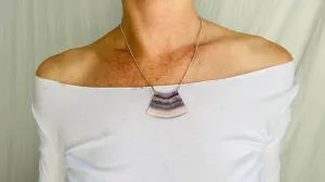 Rainbow Fluorite and Silver Pendant Necklace. Snake Chain