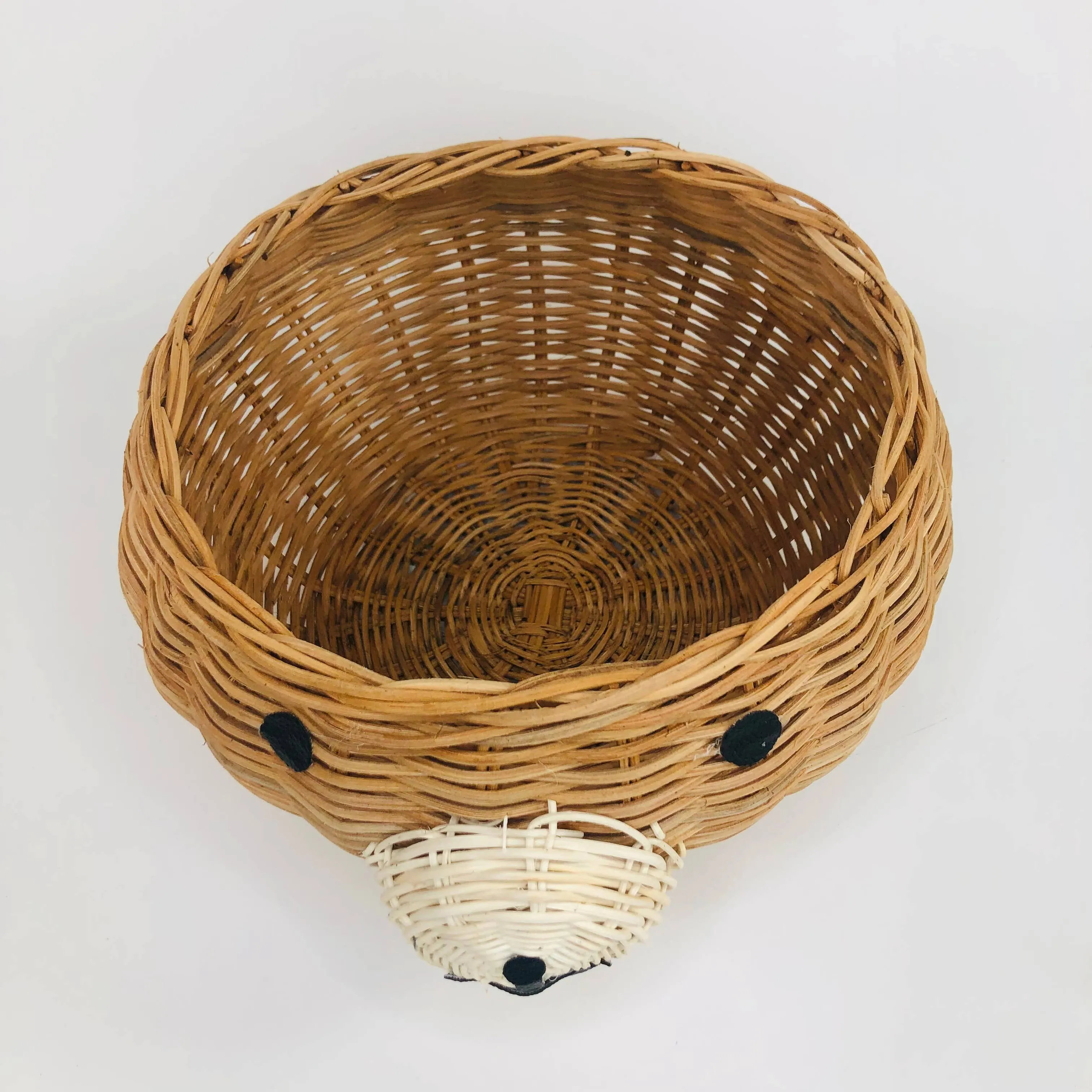 Rattan storage basket with lid bear nursery decoration