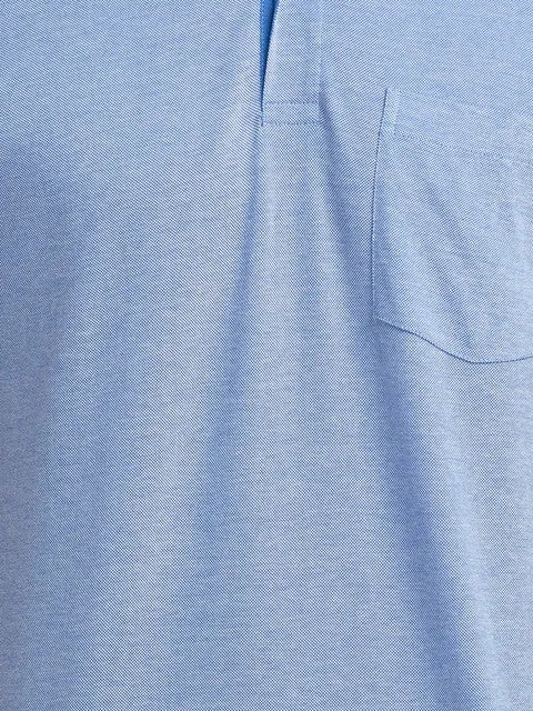 Raymond Men Blue Contemporary Fit Structured Solid T-Shirt