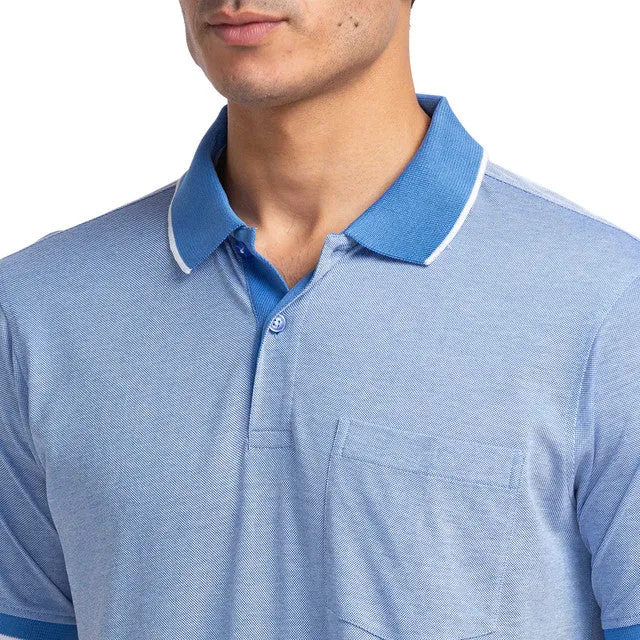 Raymond Men Blue Contemporary Fit Structured Solid T-Shirt