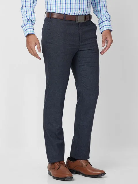 Raymond Men Blue Slim Fit Structured Trouser