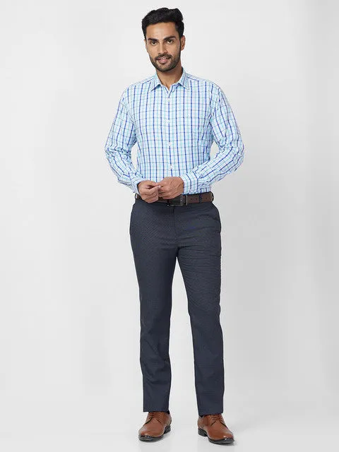 Raymond Men Blue Slim Fit Structured Trouser