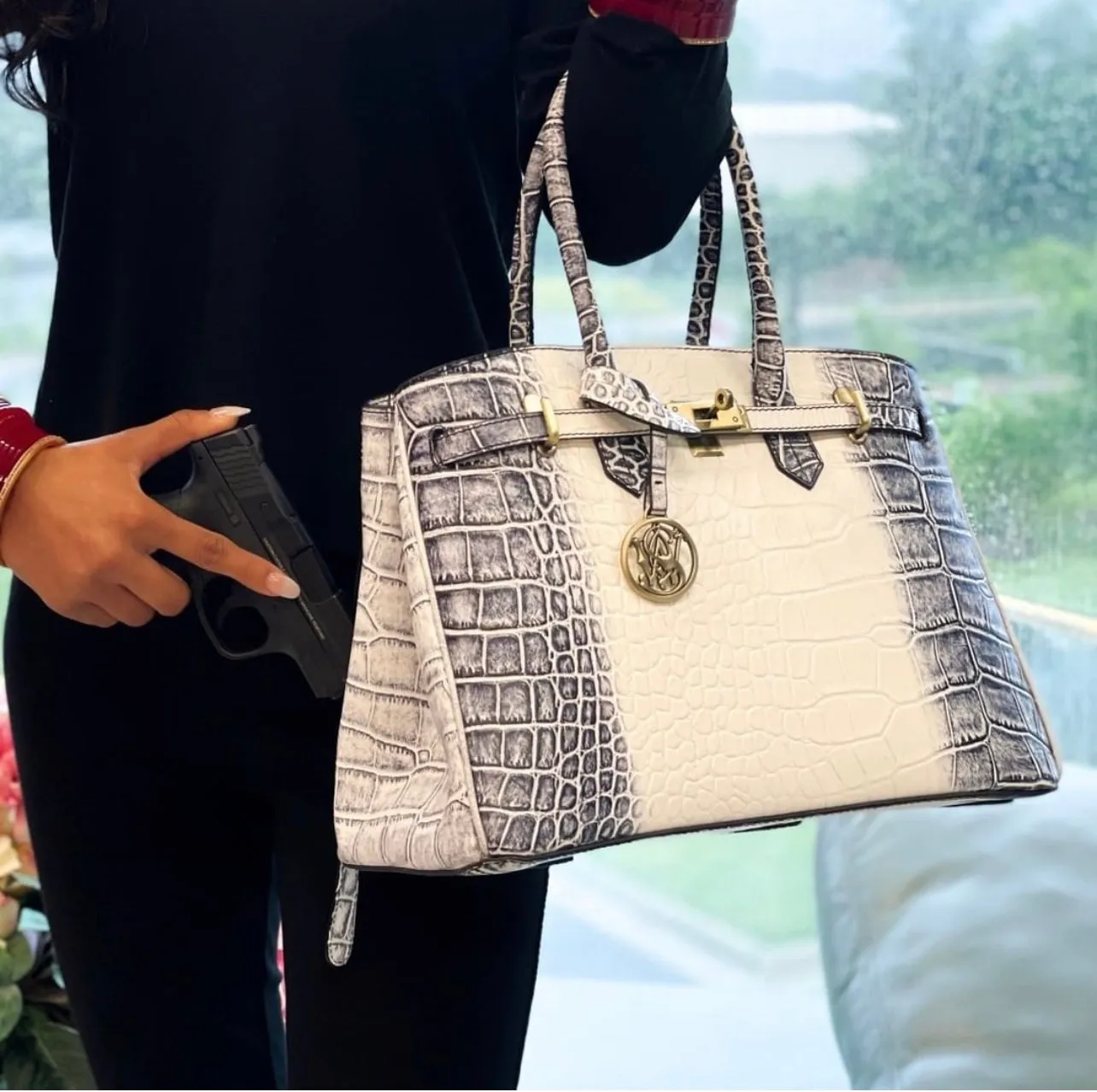 Smith & Wesson Leather Croc Handbag