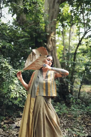 Stripe Play Ochre Clay sari