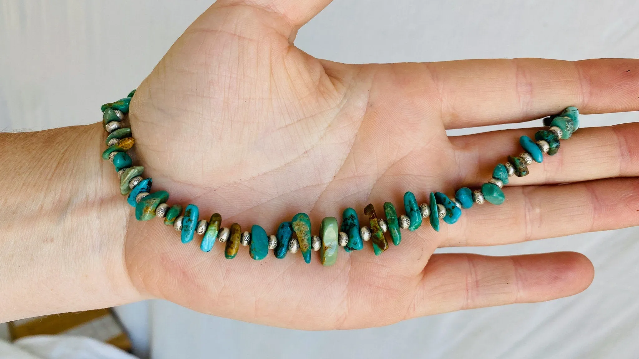 Turquoise and Sterling Necklace. 0247