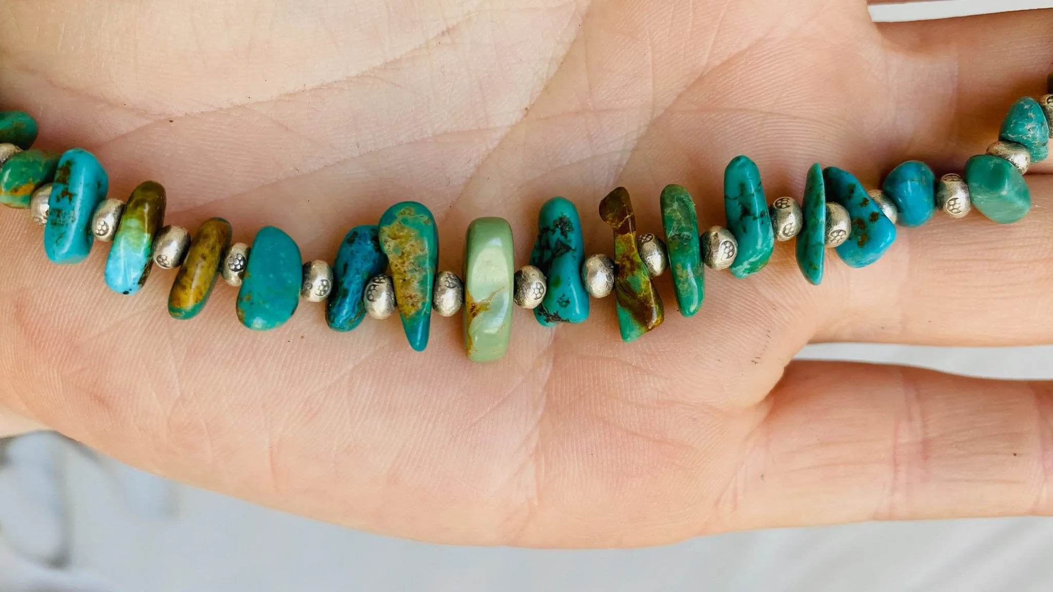 Turquoise and Sterling Necklace. 0247