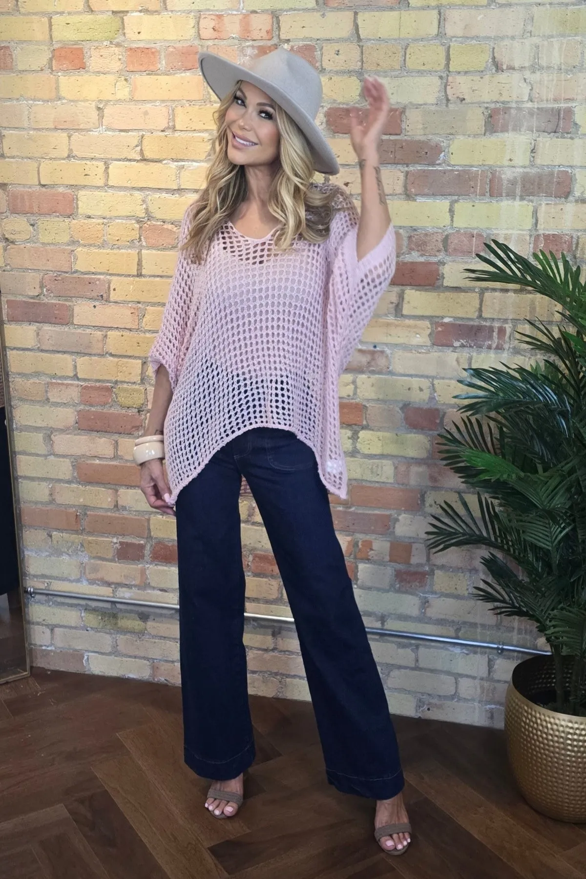 V-Neck Crochet Sweater