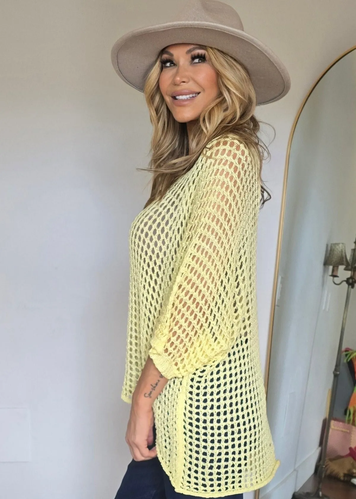 V-Neck Crochet Sweater