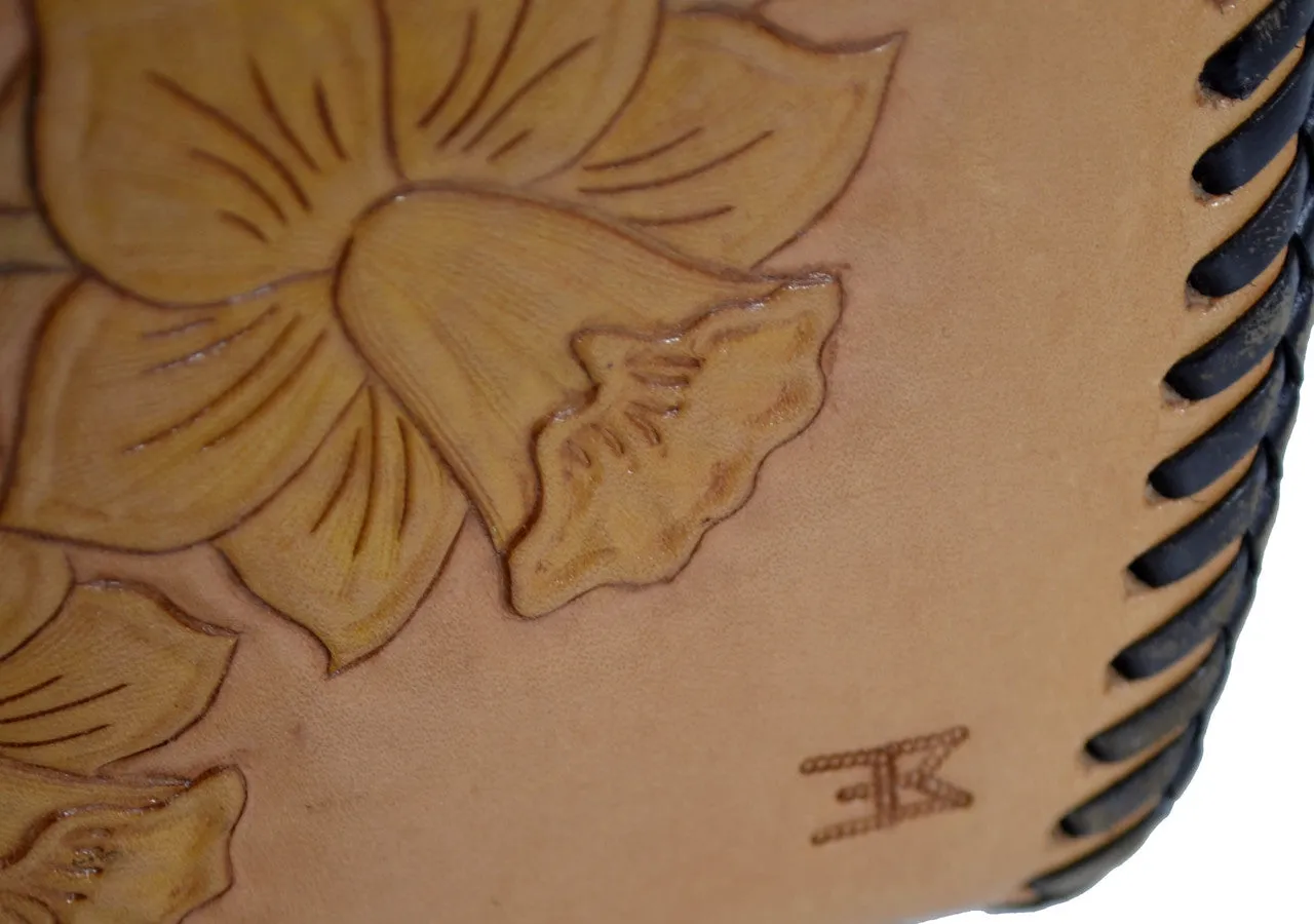 Vintage handbag 1960's handcrafted tooled leather Alice Monogram
